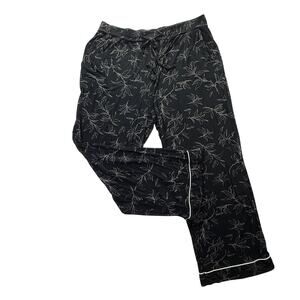COZY EARTH Bamboo Pajama Pants Black Floral Print Lounge Sleepwear Bottoms SZ XL